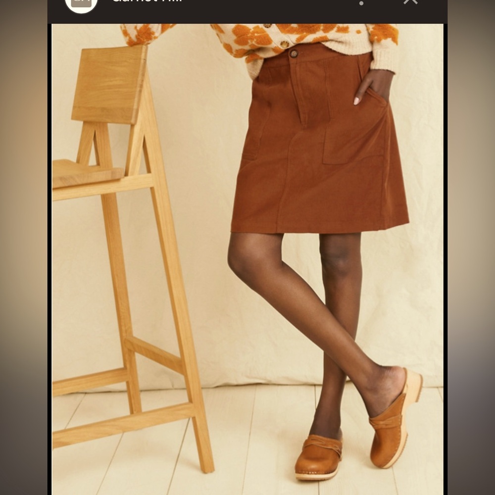 Garnet Hill skirt - “Evette mini-corduroy” in a warm rust color 100% cotton